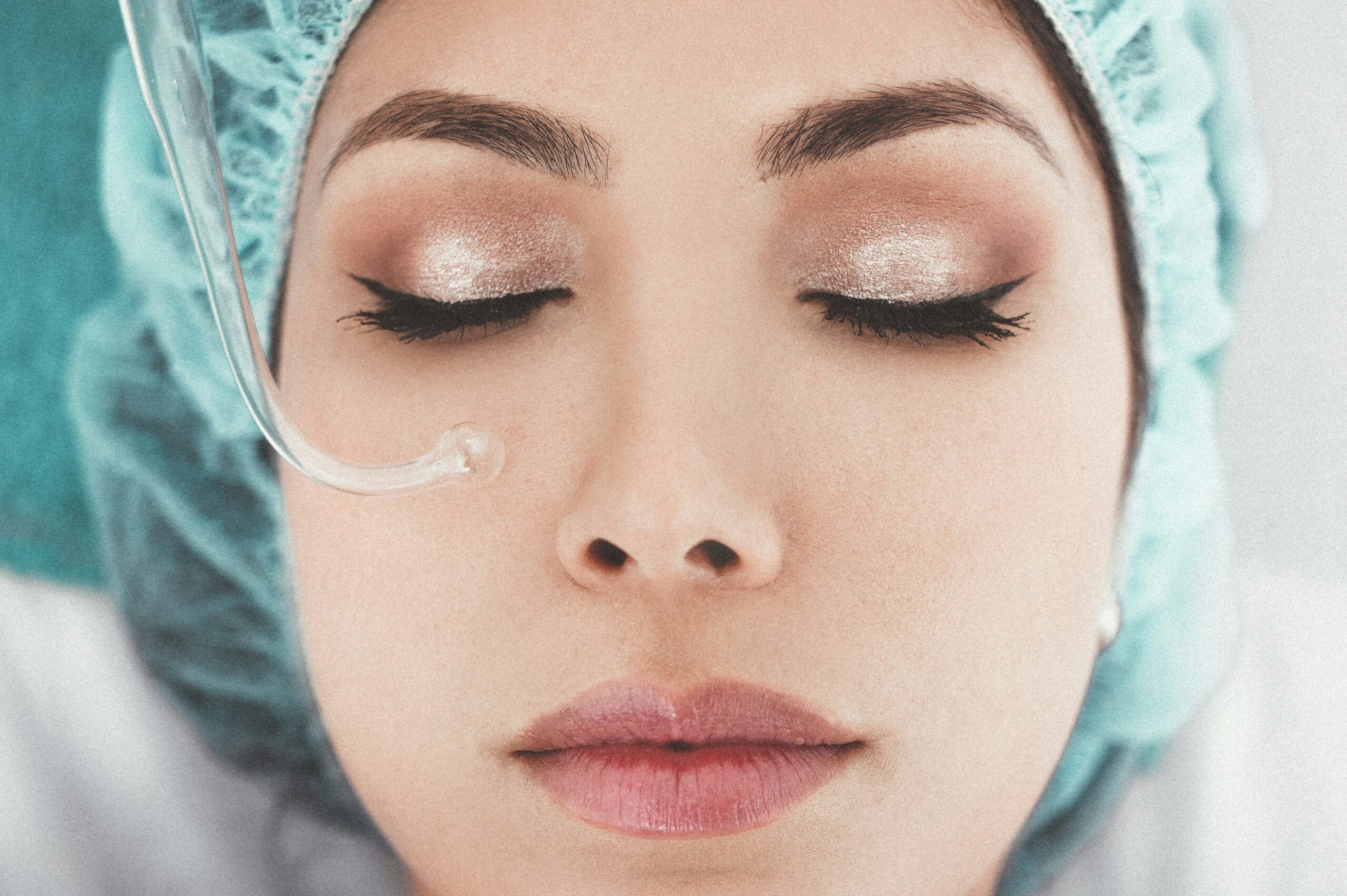 A close-up tutorial showing application of waterproof mascara