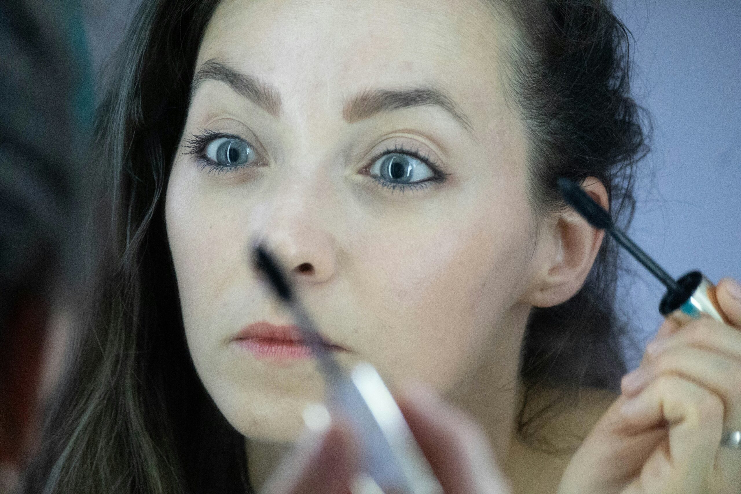 Before-and-after image showcasing the effectiveness of waterproof makeup