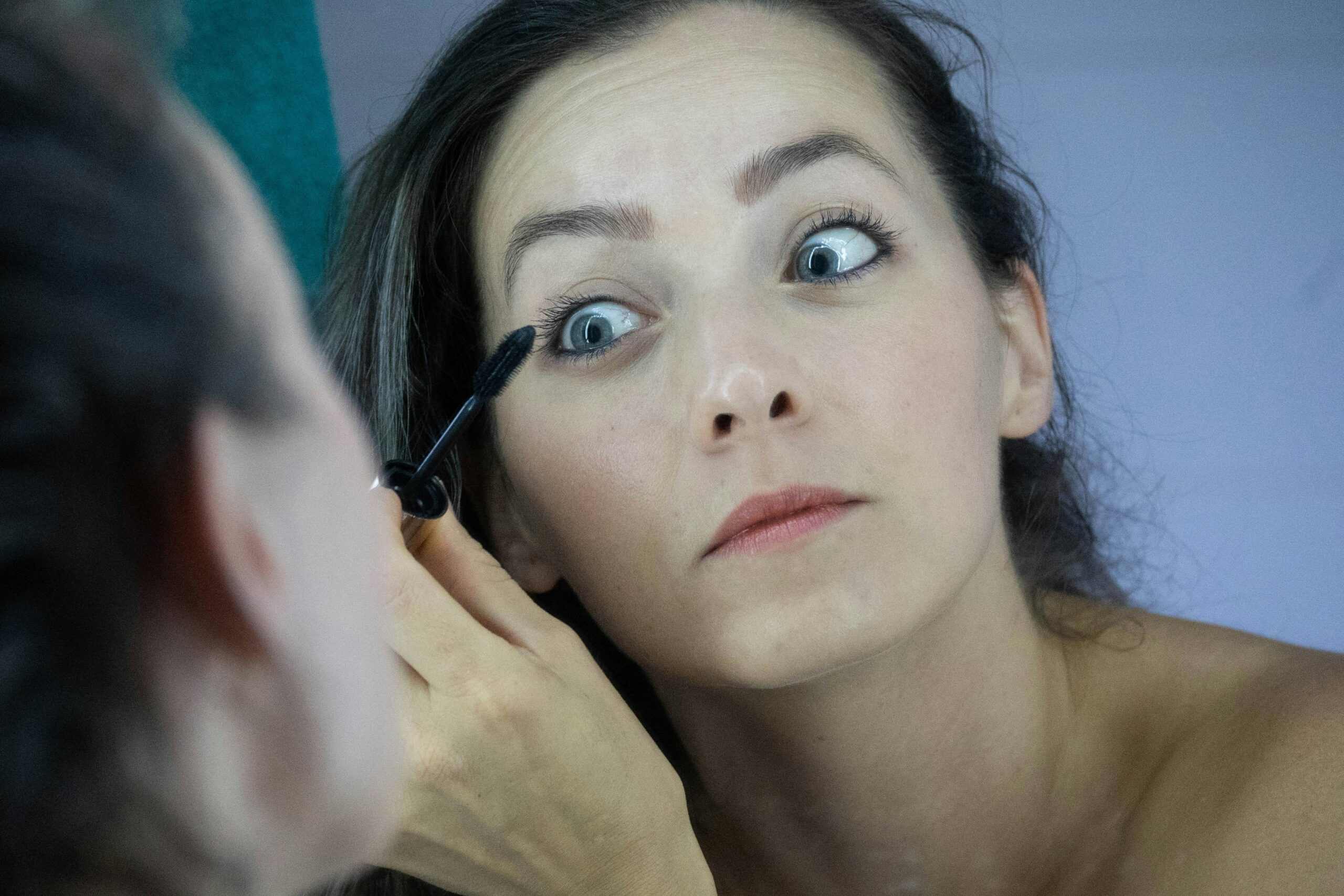 Illustration showing the effects of sweat on poorly applied brows versus waterproof makeup