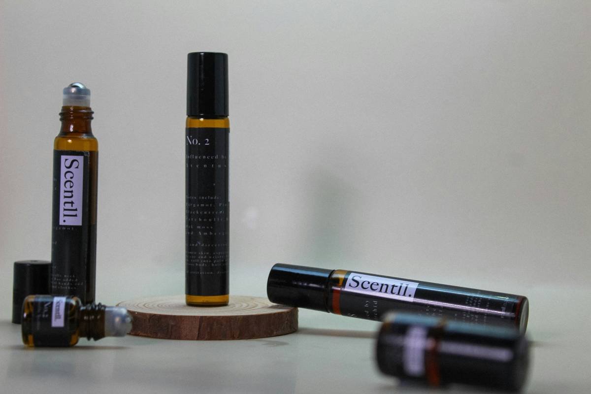 Close-up photo of cosmetics at beauty counter