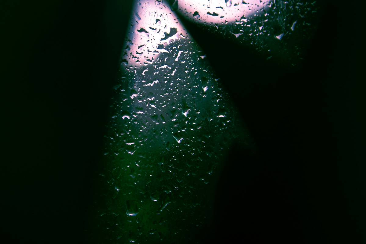 Closeup image showing smudged makeup caused by humidity